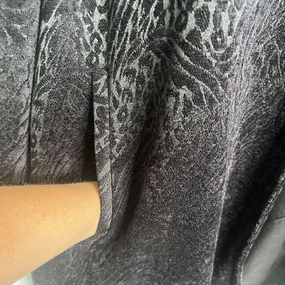 Chico's Black Velvet Jacquard Brocade Lined Duster Dressy Evening Jacket 3/LG - Picture 5 of 10